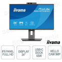 iiyama ProLite XB2497HSNH-B1 24" IPS Full HD USB-C Dock 65W Monitor with 5MP Webcam Windows Hello and RJ45 LAN