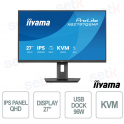 iiyama ProLite XB2797QSNP-B1 27" QHD IPS USB-C 96W Monitor with Integrated KVM, RJ45 LAN and Adaptive Sync