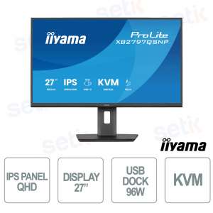 iiyama ProLite XB2797QSNP-B1 27" QHD IPS USB-C 96W Monitor with Integrated KVM, RJ45 LAN and Adaptive Sync