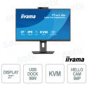 Monitor iiyama ProLite XB2797QSNPH-B1 27" QHD IPS USB-C 96W con Webcam 5MP Windows Hello, KVM e LAN RJ45