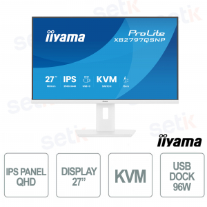 iiyama ProLite XB2797QSNP-W1 Moniteur ergonomique QHD IPS USB-C Dock 96 W KVM LAN 27"
