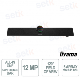 Barra Videoconferenza iiyama UC CAM120ULB-1 4K UHD 12MP con Auto-Framing e 6 Microfoni