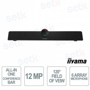 iiyama UC CAM120ULB-1 4K UHD 12MP Video Conferencing Bar with Auto-Framing and 6 Microphones
