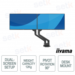 iiyama DS4002C-B1 Dual Monitor Stand for 24-34" Screens with Mechanical Spring and VESA