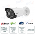 4MP Thermal Camera with Temperature Measurement, AI, 7mm/6mm Lens, PoE IP67 IK10 - Dahua