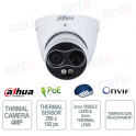 4MP Thermal Camera with AI Thermometry, 2mm/2mm Lens, PoE and IP67 - Dahua