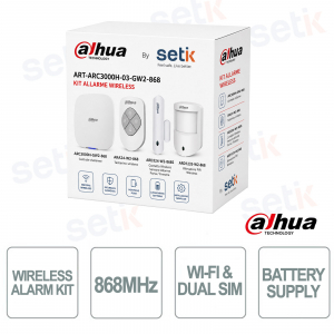 Dahua ART-ARC3000H-03-GW2-868 Wireless Alarm Kit with PIR, Magnetic Contact and 868 MHz Remote Control