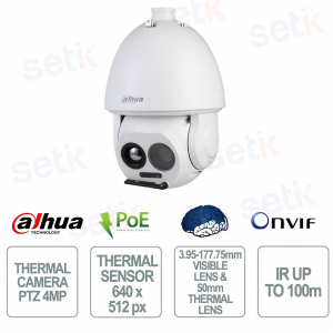 Caméra thermique PTZ IA 4 MP Dahua TPC-SD5641-TB50Z45 avec zoom 45x et étanchéité IP66
