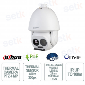 Telecamera Termica PTZ TPC-SD5441-TB25Z45 4MP AI Zoom 45x IP66 Audio Bidirezionale - Dahua