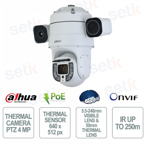 Telecamera Termica PTZ TPC-SDA8641-B25Z45 4MP Starlight AI Zoom 45x IR 250m IP66 Audio Bidirezionale - Dahua