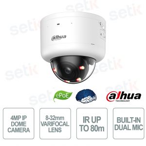 Telecamera IP 4MP AI PTRZ Dome IP Smart Dual Light WizMind 8-32mm PoE IP67 IK10 - Dahua