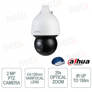Caméra IP PTZ 2MP SD5A225GB-HNR-SL WizSense Zoom 25x AI Starlight IR Portée 150 m PoE+ IP67 IK10 - Dahua