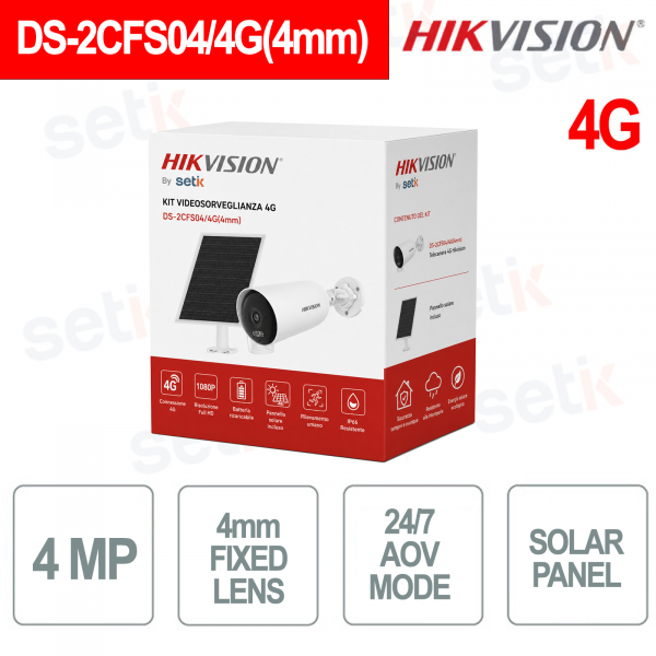 DS-2CFS04/4G 4MP 4G Solar Camera 4mm 2-Way Audio IP66 with Battery and Solar Panel - Hikvision