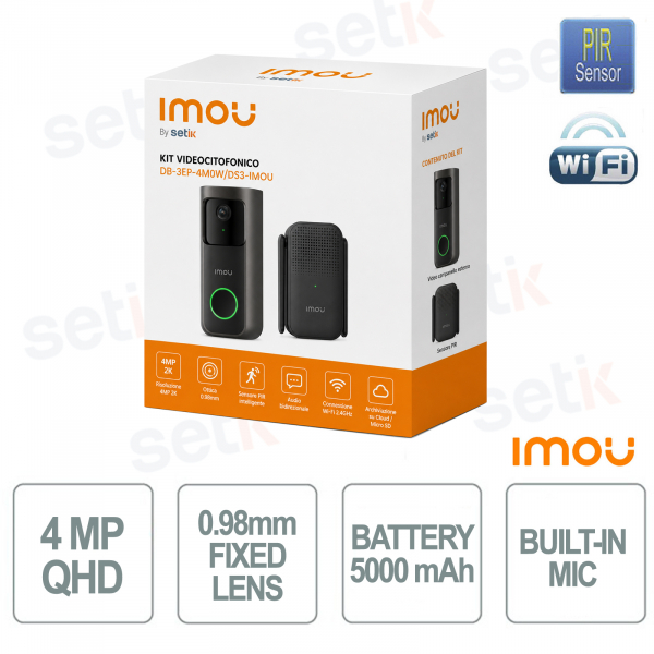 Interphone vidéo intelligent Imou Doorbell 3 4MP : sans fil, détection IA, vue à 360°, audio bidirectionnel et stockage cloud