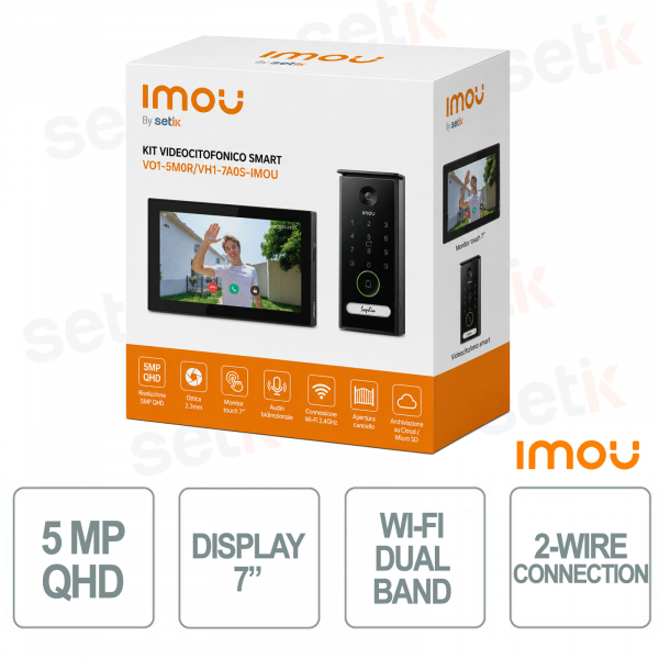 Video Door Phone 5MP QHD WiFi Dual Band con Monitor 7" Touch, AI Rilevamento e Audio Bidirezionale - Imou