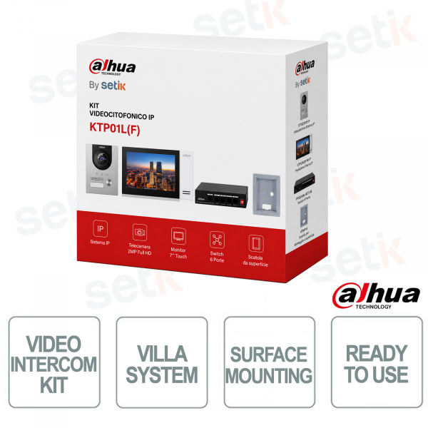 Dahua Kit Videocitofono IP Villa Montaggio a Incasso Postazione interna e Videocitofono e Switch PoE