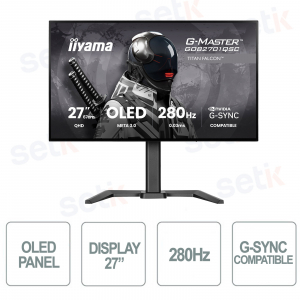Monitor Gaming iiyama G-Master GOB2701QSC-B1 27" QHD OLED 280Hz 0,03ms HDR USB-C G-SYNC