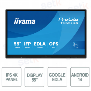 Display Interattivo iiyama ProLite TE5513A-B3AG 55" 4K UHD Google EDLA Android 14 USB-C WiFi 6E