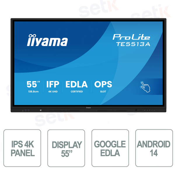 iiyama ProLite TE5513A-B3AG Interactive Display 55" 4K UHD Google EDLA Android 14 USB-C WiFi 6E