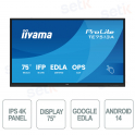 iiyama ProLite TE7513A-B3AG Interactive Display 75" 4K UHD Google EDLA Android 14 USB-C WiFi 6E