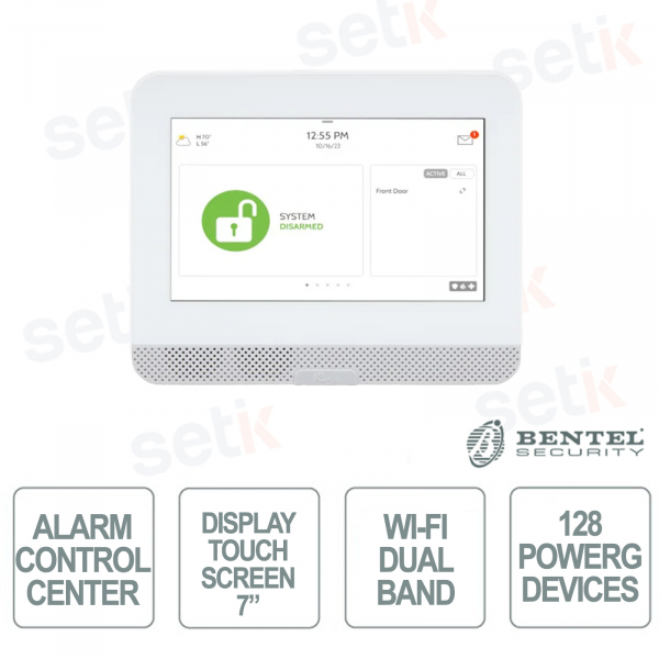 IQ Hub Centrale Allarme Touchscreen 7" Wi-Fi LTE Z-Wave 800 PowerG per Sicurezza e Domotica Smart - Bentel