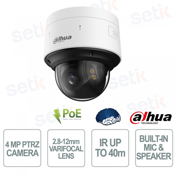 Telecamera PTRZ WizMind 4MP 4x Starlight+ AI con Ottica 2,8-12 mm IP67 IK10 PoE - Dahua