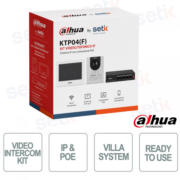 Kit Videocitofono IP KTP04(F) da Incasso con Monitor Touch 7", Telecamera 2MP e PoE - Dahua