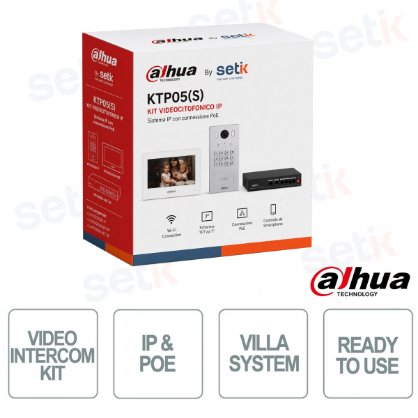 Kit interphone vidéo IP KTP05(S) avec écran tactile 7 pouces, Wi-Fi, lecteur MIFARE et caméra 2 MP - Dahua