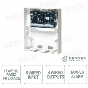 PG8WLSHW8 Interfaccia Radio PowerG 8 Ingressi 4 Uscite Cablate con Contenitore e Uscite PGM - Bentel