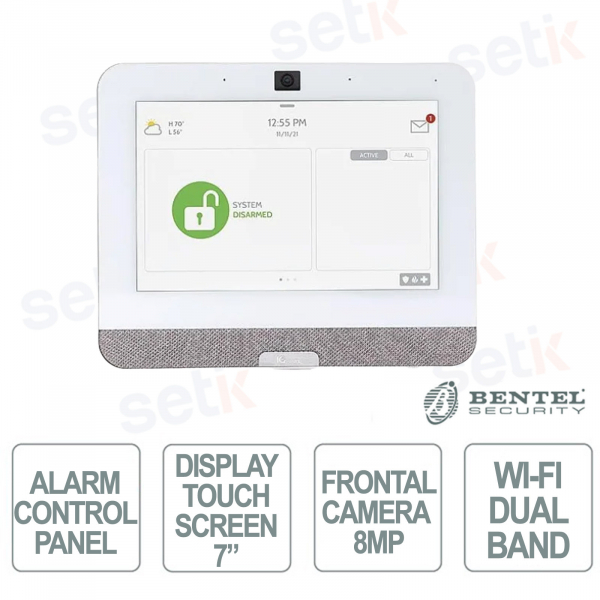Bentel IQ4 All-In-One Touch 7" HD LTE Wi-Fi PowerG Z-Wave Alarm Control Panel with 8 MP Camera