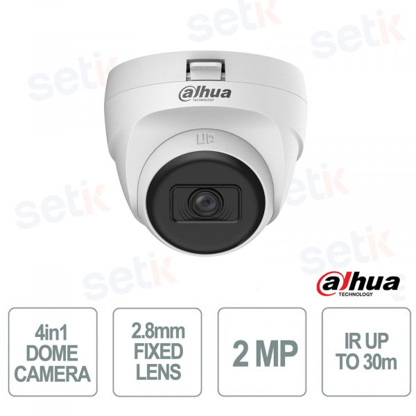 Telecamera Dome 2MP Ottica 2.8 mm Smart IR 30 m IP67 4in1 CVI TVI AHD CVBS per Videosorveglianza - Dahua