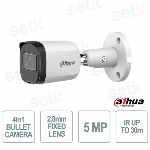 Telecamera Bullet 5MP Ottica 2.8 mm Smart IR 30 m IP67 4in1 CVI TVI AHD CVBS per Videosorveglianza - Dahua