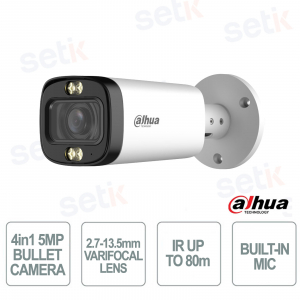 Dahua 5MP HDCVI Bullet Camera with 2.7-13.5mm Motorized Lens, Smart Dual Light, IP67, with Microphone