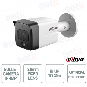 Telecamera Bullet IP 4MP Ottica 2.8 mm PoE IR 30 m WDR 120 dB IP67 con Rilevamento Persone - Dahua