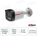 Caméra IP Bullet Dahua WizSense 4MP WizColor 2,8 mm PoE AI SMD Plus IP67 avec microphone intégré