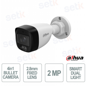2MP Smart Dual Light Bullet Camera 2.8 mm Microphone IP67 HDCVI 4 in 1 - Dahua