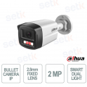 Caméra IP Bullet intelligente 2MP 2,8 mm PoE SMD Plus IP67 avec microphone - Dahua