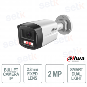 Caméra IP Bullet intelligente 2MP 2,8 mm PoE SMD Plus IP67 avec microphone - Dahua
