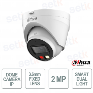 2MP 3.6 mm Smart Dual Light PoE Human Detection IP67 Dome IP Camera with Microphone - Dahua