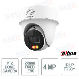 Dahua 4MP 2.8mm AI Smart Dual Light PoE Dome PTZ IP Camera with Two-Way Audio and IP66