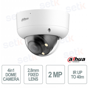 Dahua 2MP 2.8mm Smart Dual Light 4-in-1 Dome Camera with Microphone, 130dB WDR, IP67 and IK10