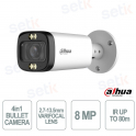 Caméra bullet 4-en-1 Dahua 8MP 4K 2,7-13,5 mm avec double éclairage intelligent Starlight, microphone et étanchéité IP67