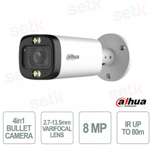 Dahua 8MP 4K 2.7-13.5mm Smart Dual-Light Starlight 4-in-1 Bullet Camera with Microphone and IP67