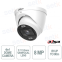Caméra dôme intelligente Dahua 8MP 4K 2,7-13,5 mm à double éclairage avec microphone et étanchéité IP67 4 en 1