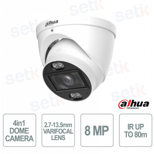 Dahua 8MP 4K 2.7-13.5mm Smart Dual-Light Starlight Dome Camera with Microphone and IP67 4-in-1