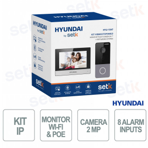 Hyundai IP Video Intercom Kit with 7" WiFi Monitor, 2MP IR Camera, PoE, and Mobile App Access