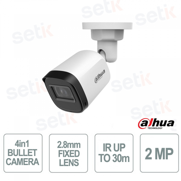 Telecamera Bullet 2MP 2.8 mm 4 in 1 Full HD Smart IR 30m IP67 per Videosorveglianza Esterna - Dahua