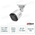 Telecamera Bullet 2MP 2.8 mm 4in1 con Microfono Smart IR 30m IP67 in Metallo - Dahua