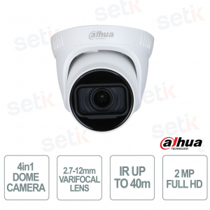Dahua 2MP 2.7-12mm Motorized 4in1 Smart IR Dome Camera 40m IP67 for Outdoor