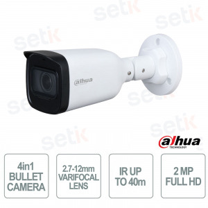 Dahua 2MP Full HD 2.7-12mm Motorized Smart IR 40m Bullet Camera IP67 4-in-1 Technology